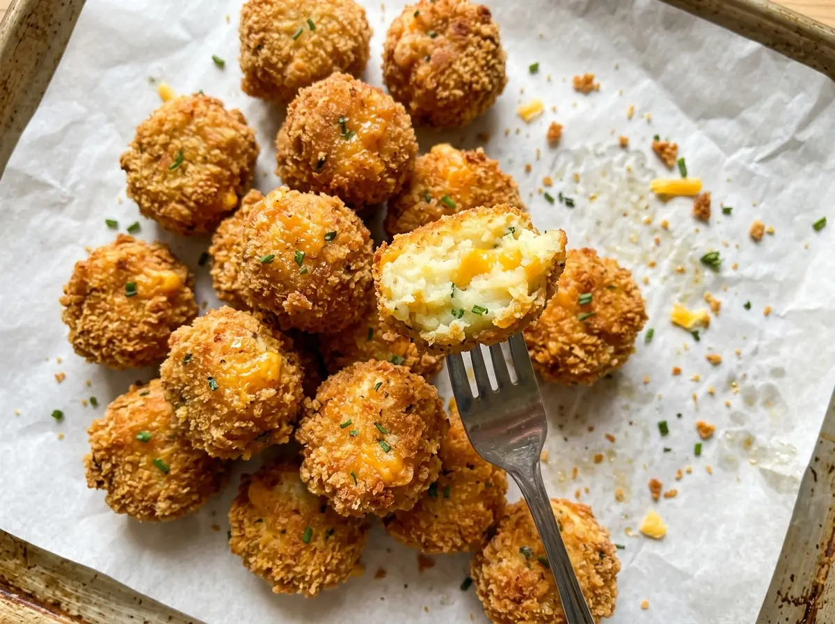 Crispy Fried Mashed Potato Bites with golden, crunchy coating