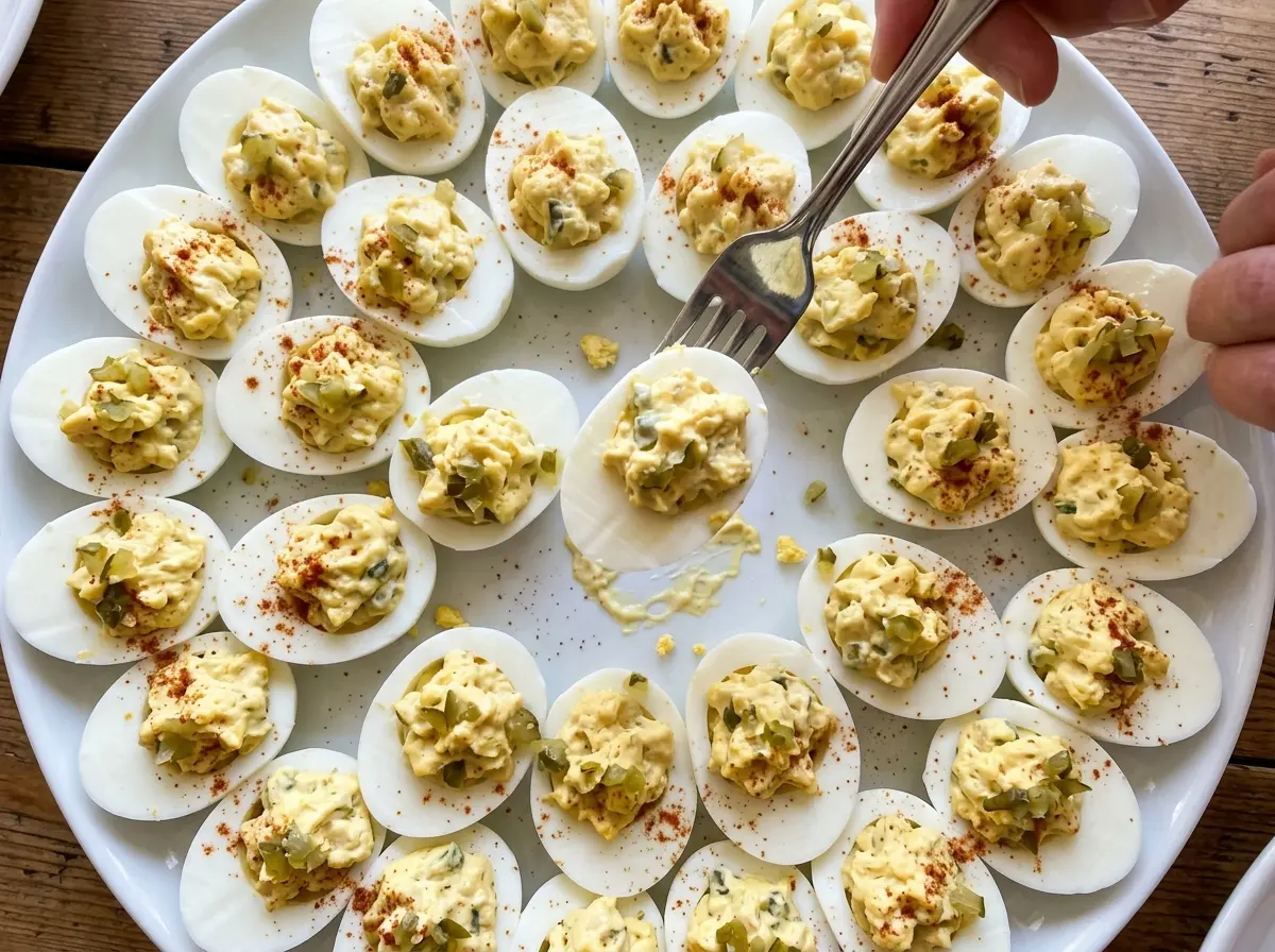Deviled Eggs with Relish creamy yolk filling