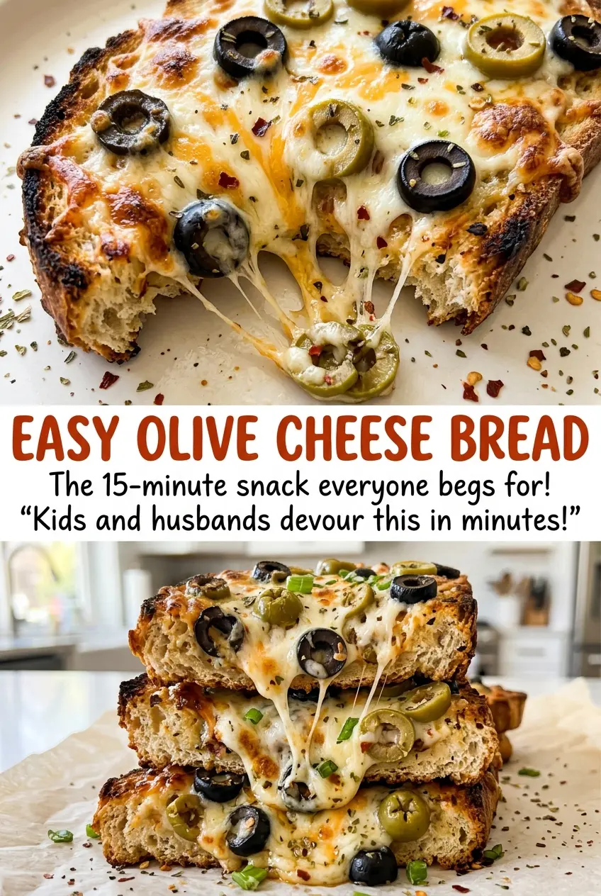 Easy Olive Cheese Bread cheesy olive slices