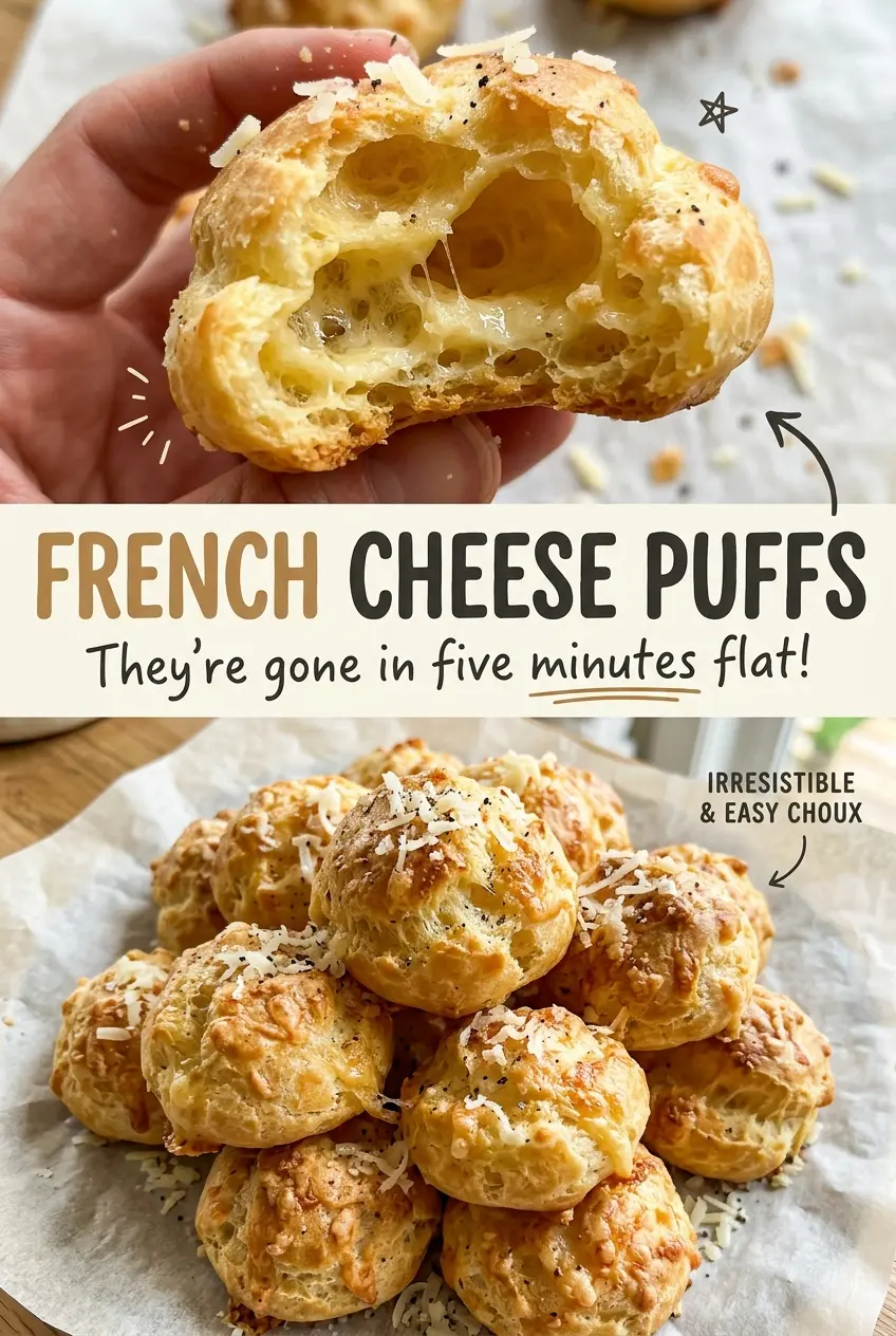 French cheese puffs savory, puffed, golden