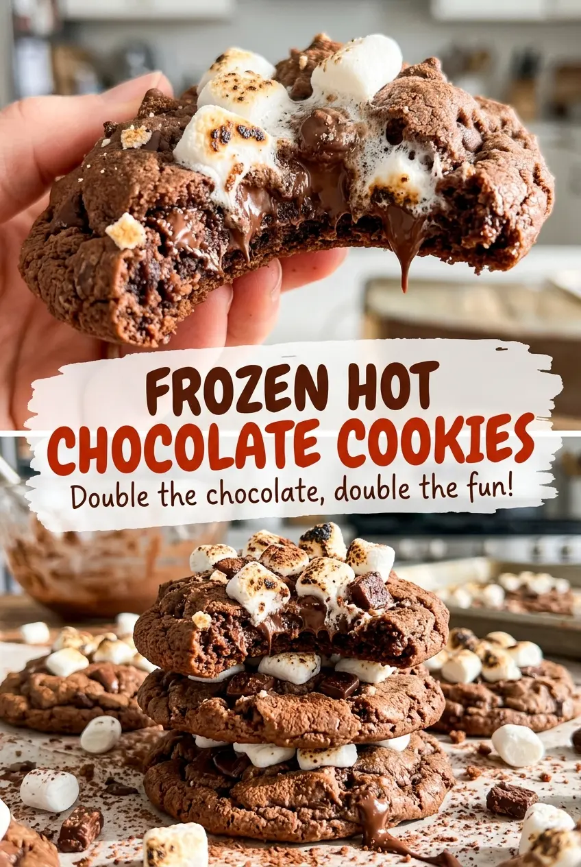 Frozen Hot Chocolate Cookies, chocolate marshmallow sandwiches