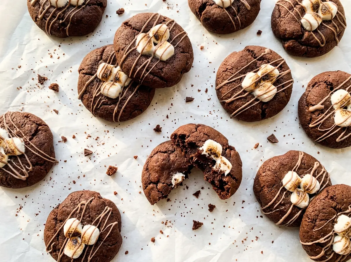 Frozen Hot Chocolate Cookies with marshmallow filling