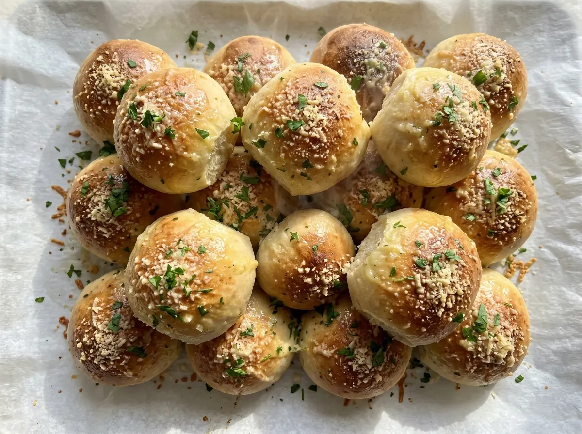 Garlic Parmesan Dinner Rolls golden buttery tops
