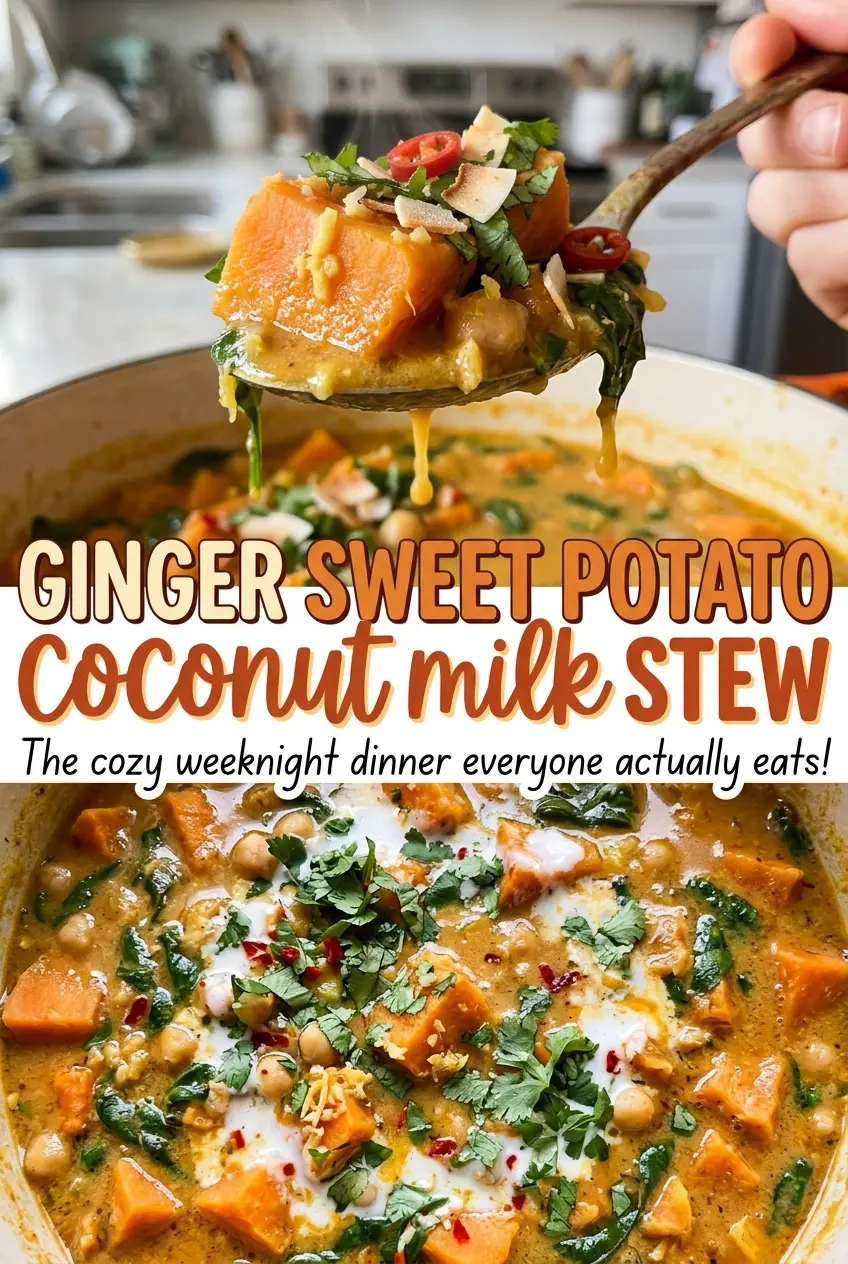 Ginger Sweet Potato Coconut Milk Stew with tender sweet potatoes