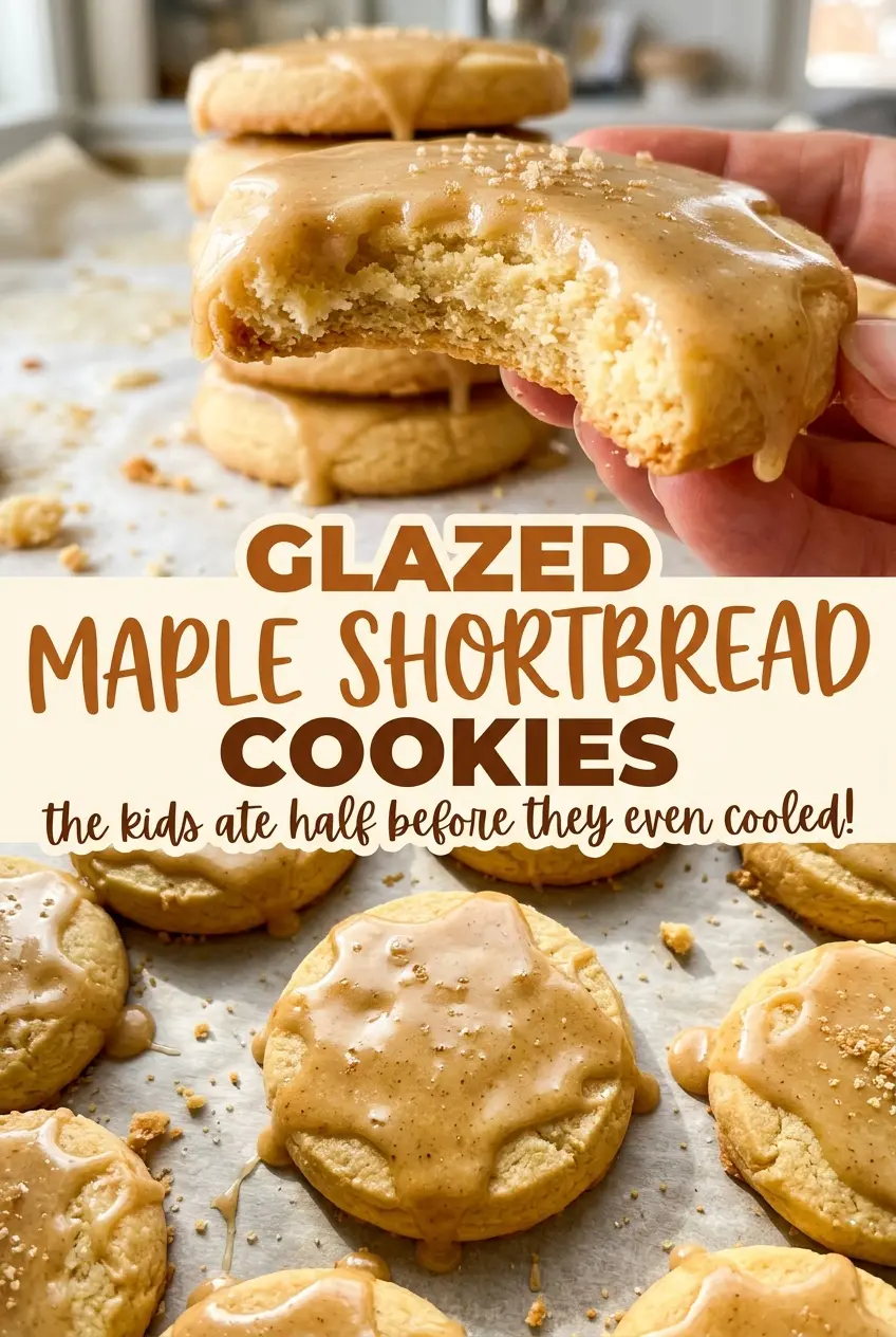 Glazed Maple Shortbread Cookies with smooth maple glaze