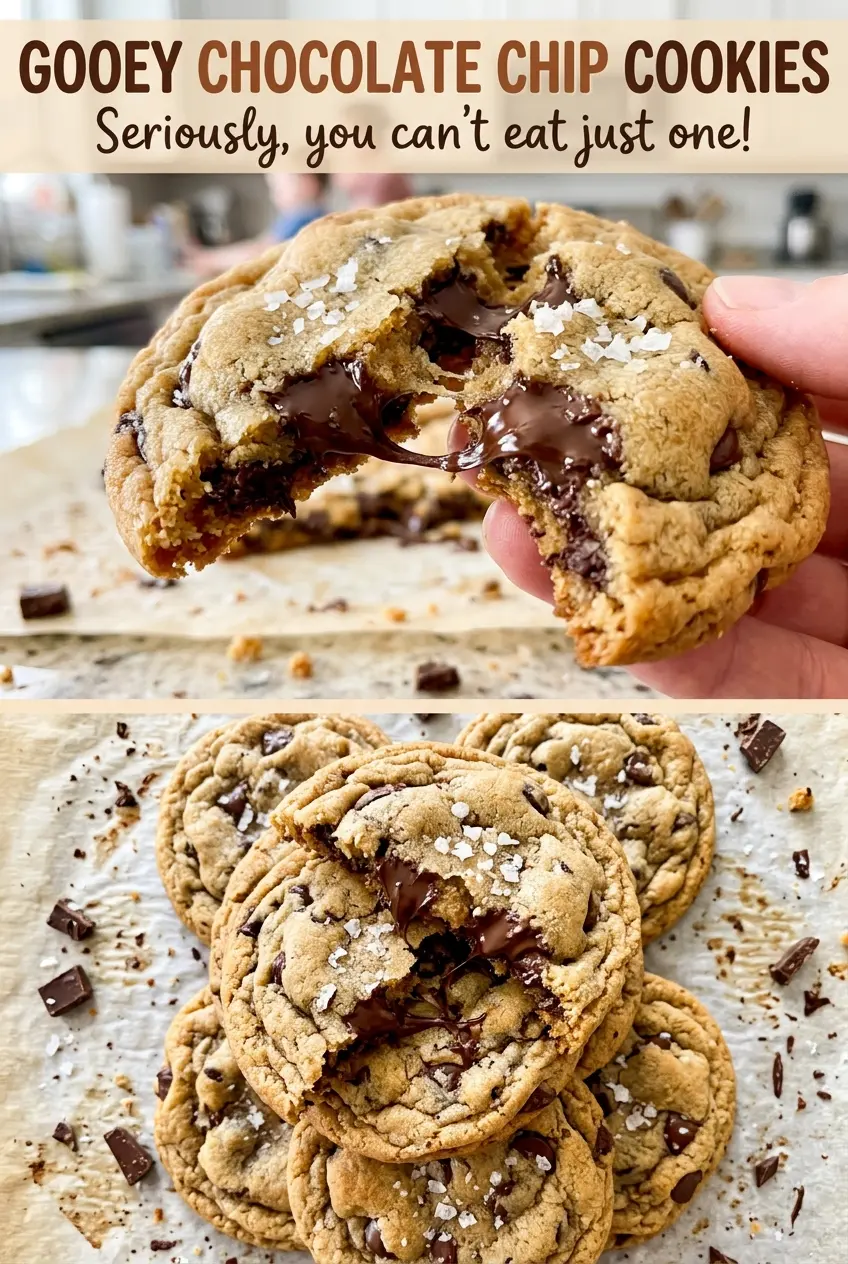 Gooey Chocolate Chip Cookies rich chocolate