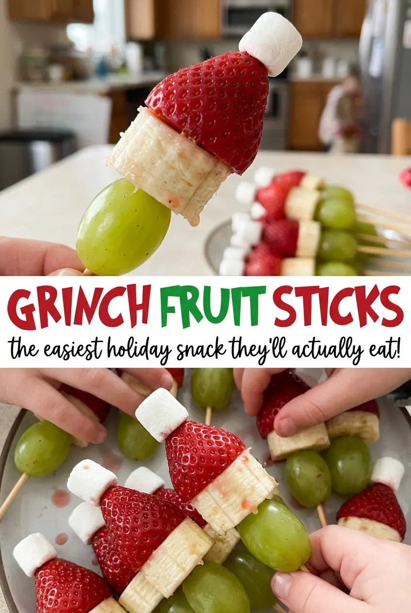 Grinch Fruit Sticks colorful fruit skewers