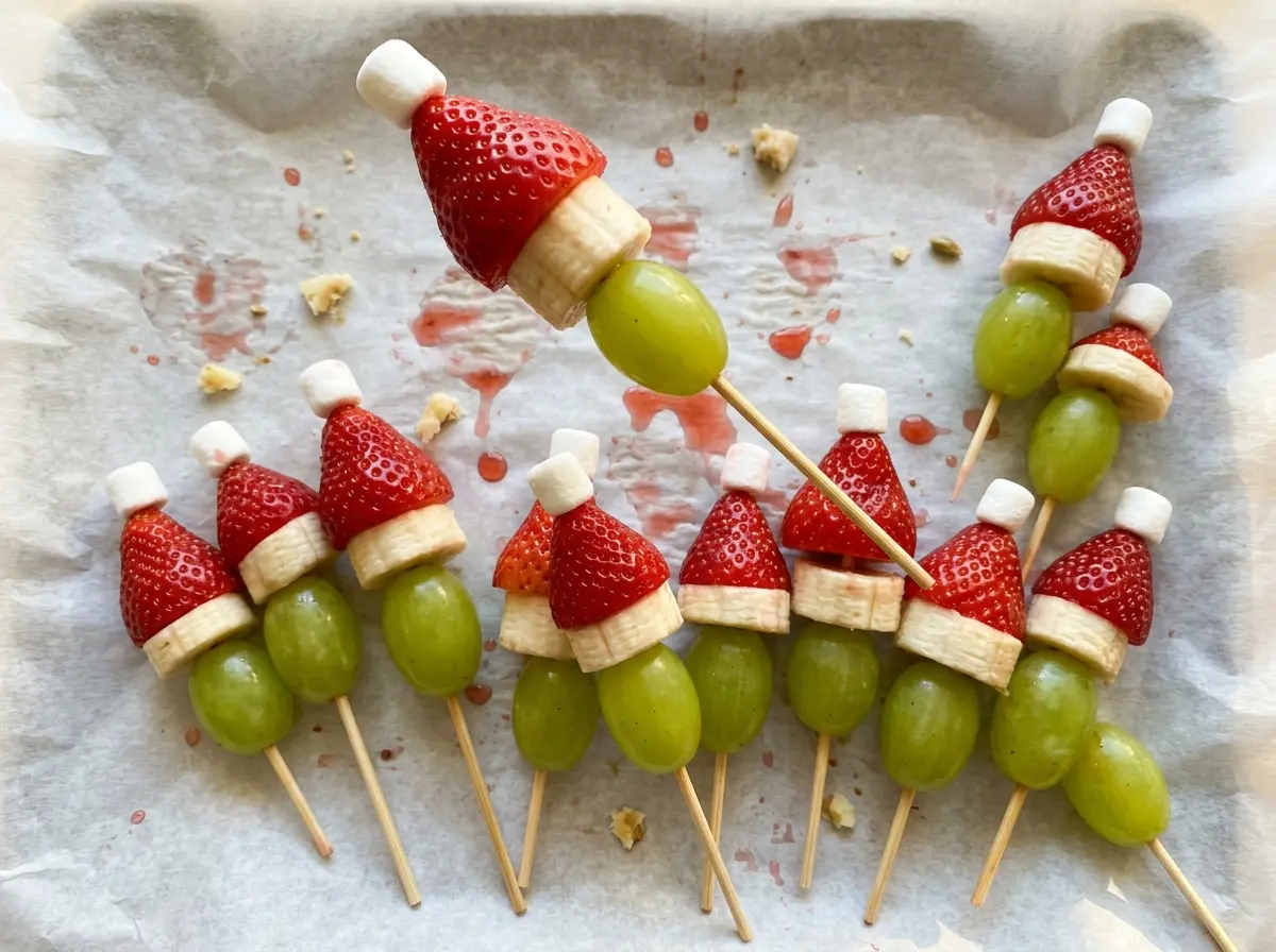 Grinch Fruit Sticks colorful fruit skewers