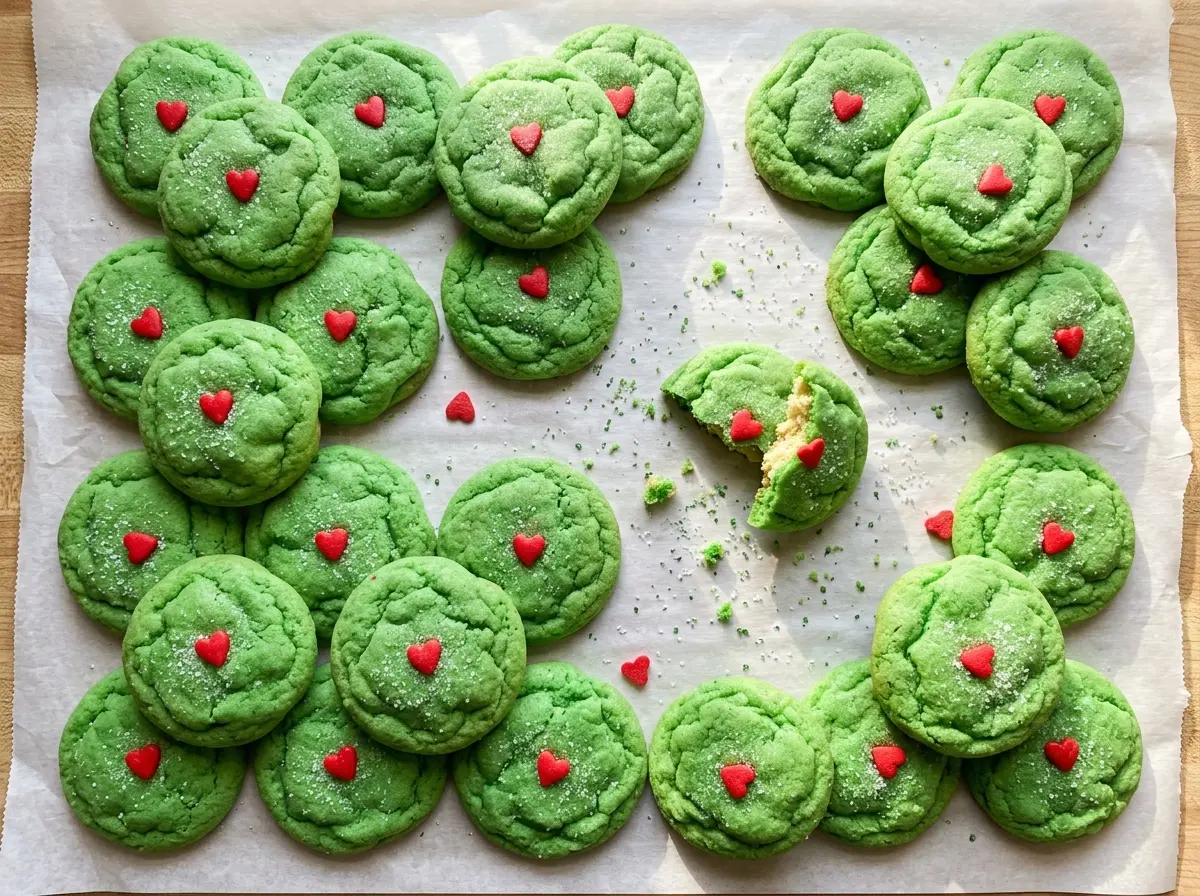 Grinch Sugar Cookies green cutouts