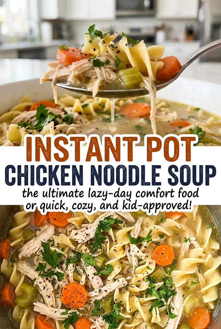 Instant Pot Chicken Noodle Soup tender chicken noodles