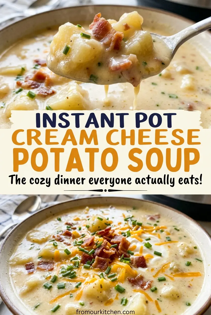 Instant Pot Cream Cheese Potato Soup chunky creamy finish