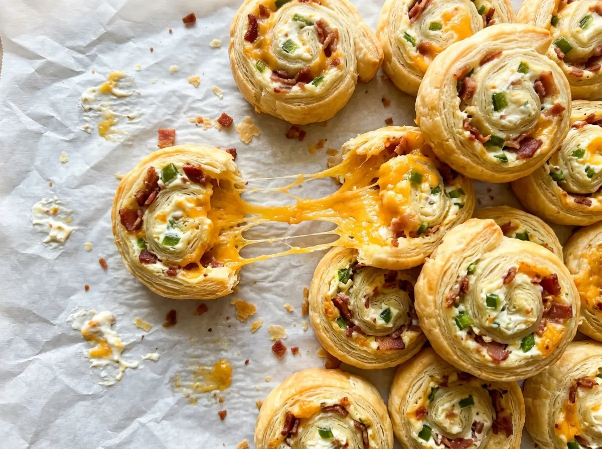 Jalapeno Popper Pinwheels golden flaky cheesy