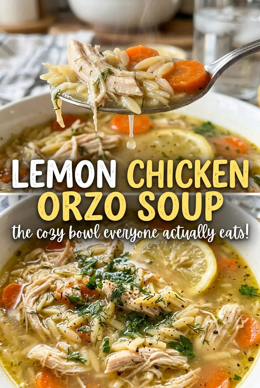 Lemon Chicken Orzo Soup bright cozy bowl