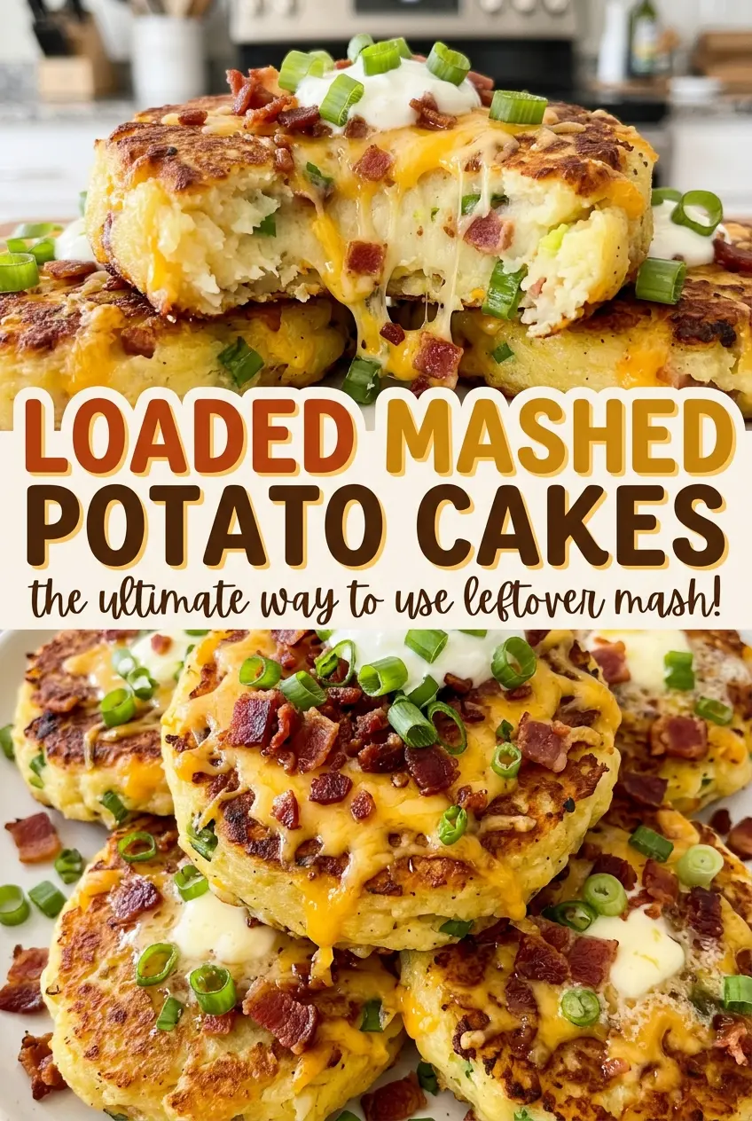 Loaded Mashed Potato Cakes with cheesy bacon filling