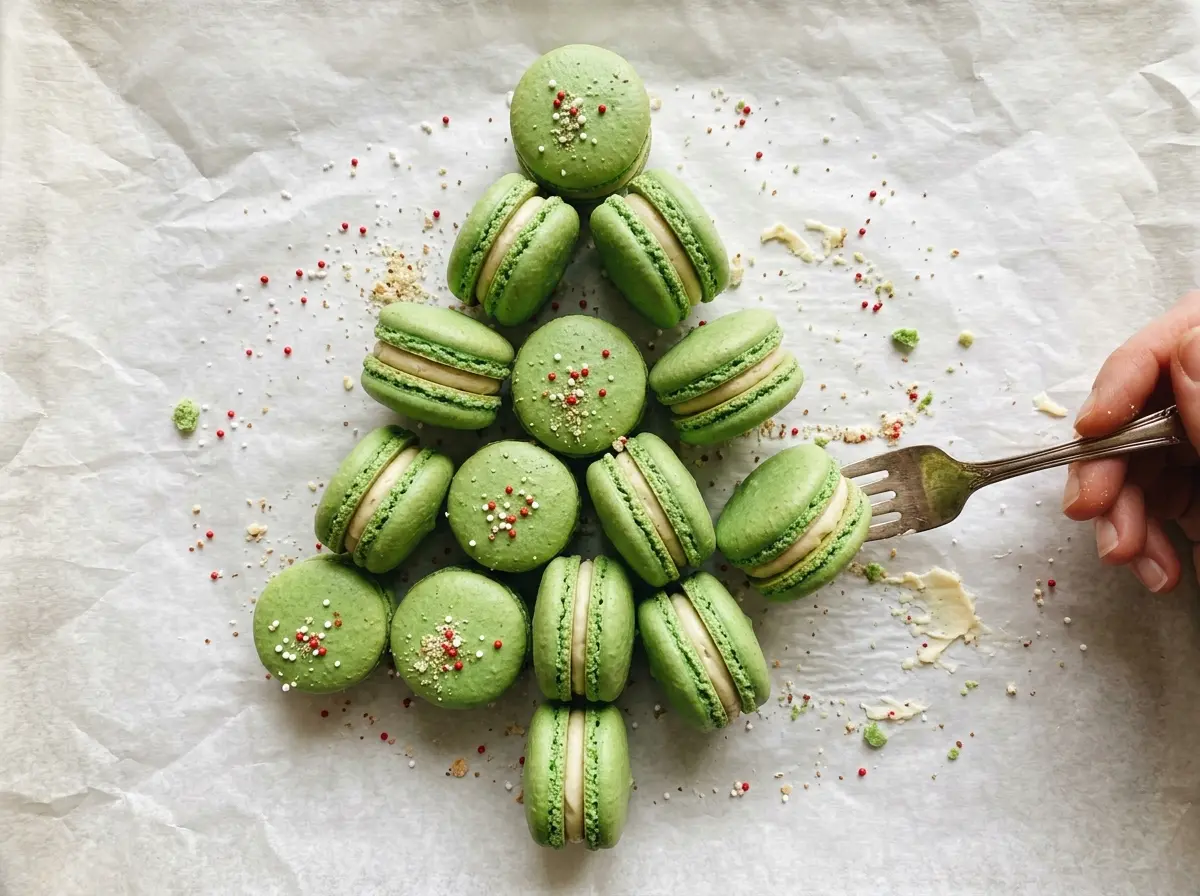 Macaron Christmas Tree green almond shells