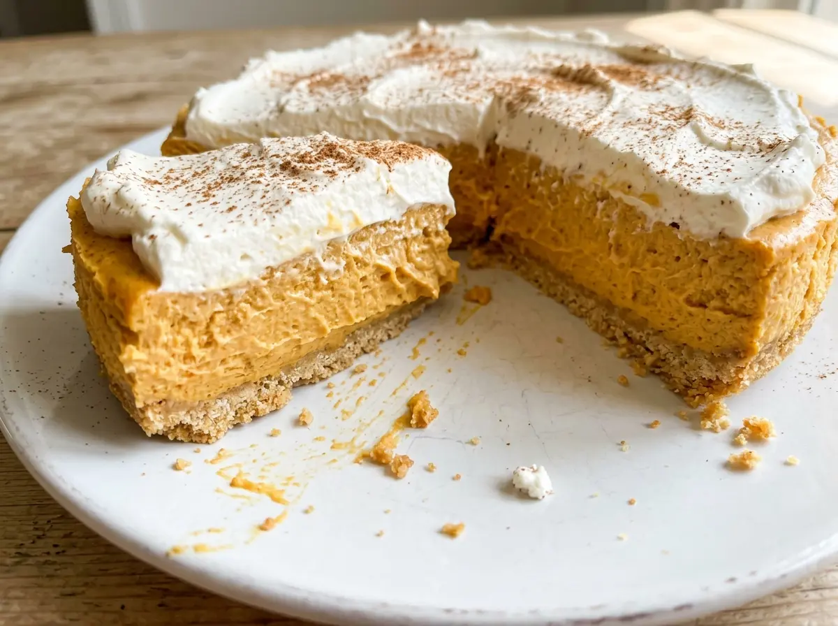 No Bake Pumpkin Cheesecake smooth pumpkin filling