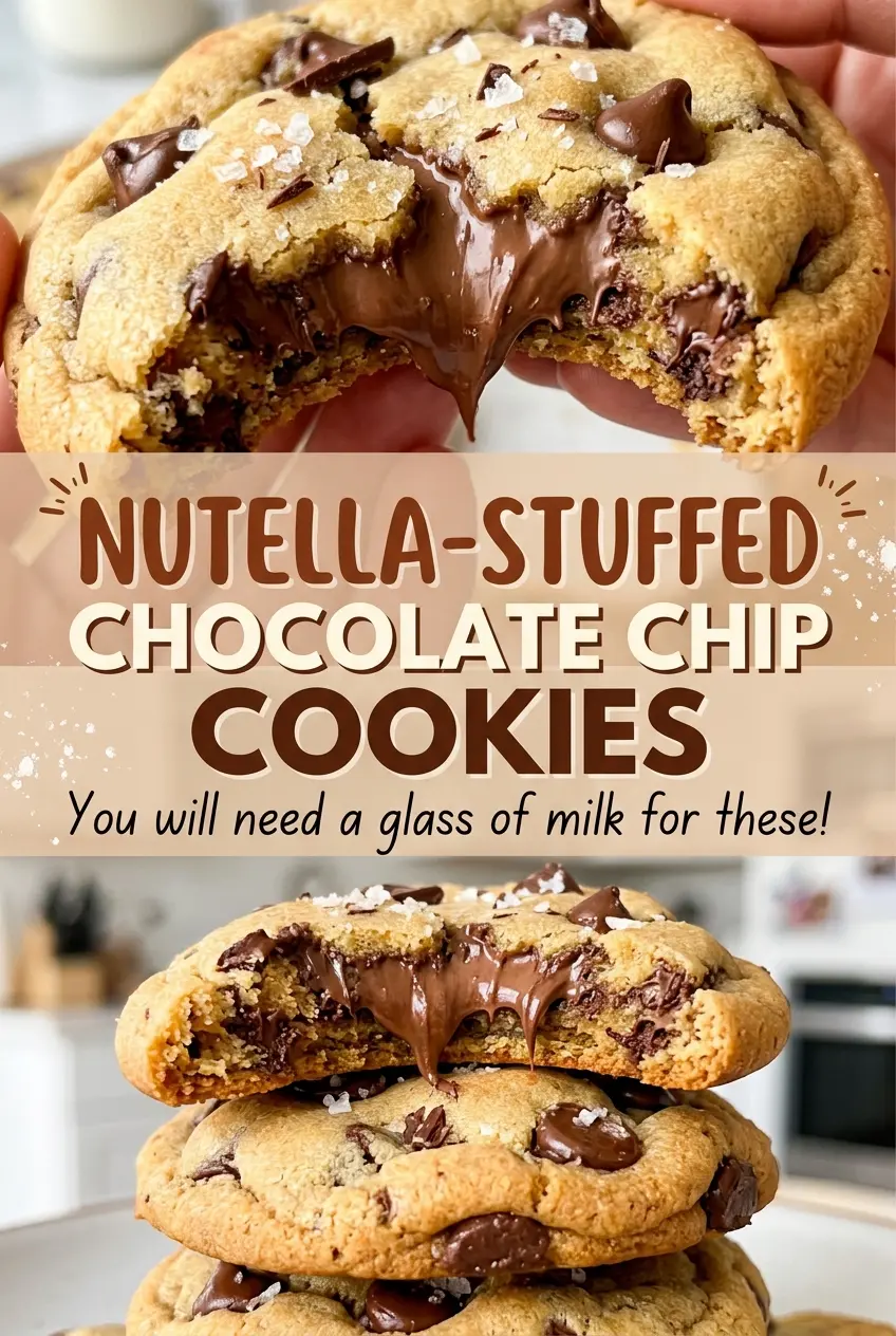Nutella stuffed chocolate chip cookies golden chocolatey bites