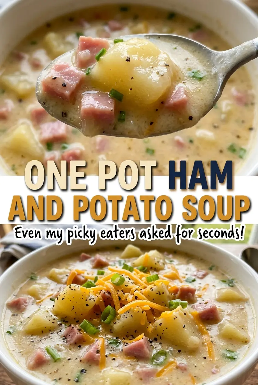One pot ham and potato soup, creamy and hearty