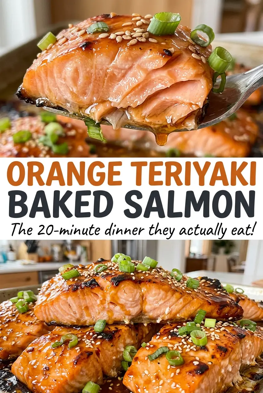 Orange Teriyaki Baked Salmon flaky glazed fillet