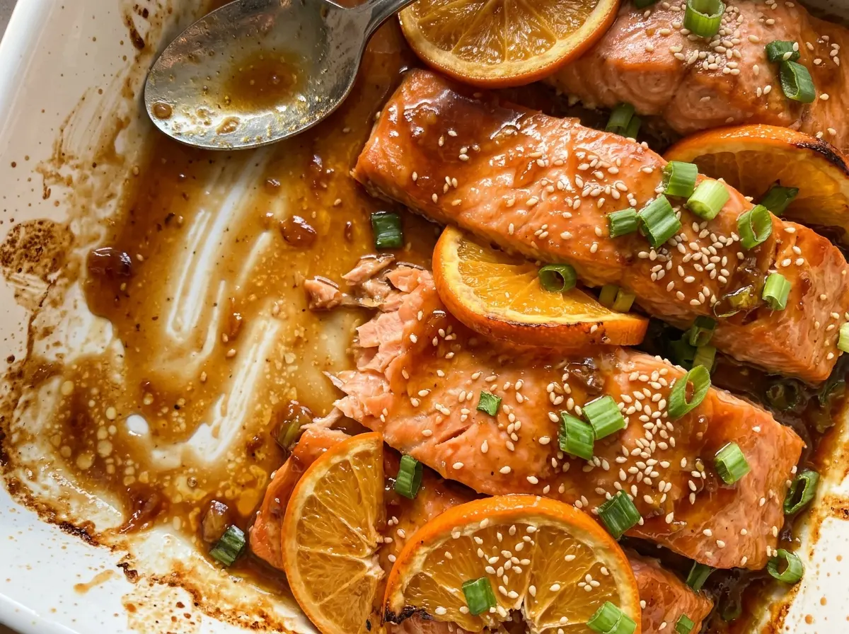 Orange Teriyaki Baked Salmon glossy orange glaze