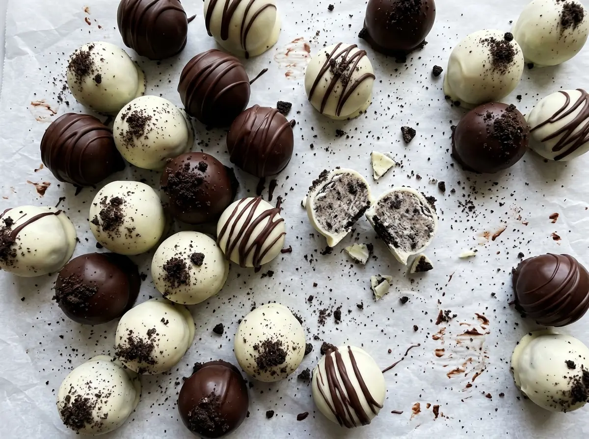 Oreo cheesecake balls chocolate coated bites