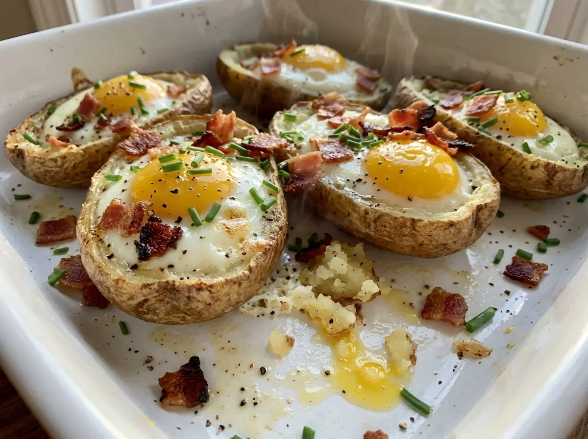 Paleo Whole30 Egg Potato Boats golden potato shells