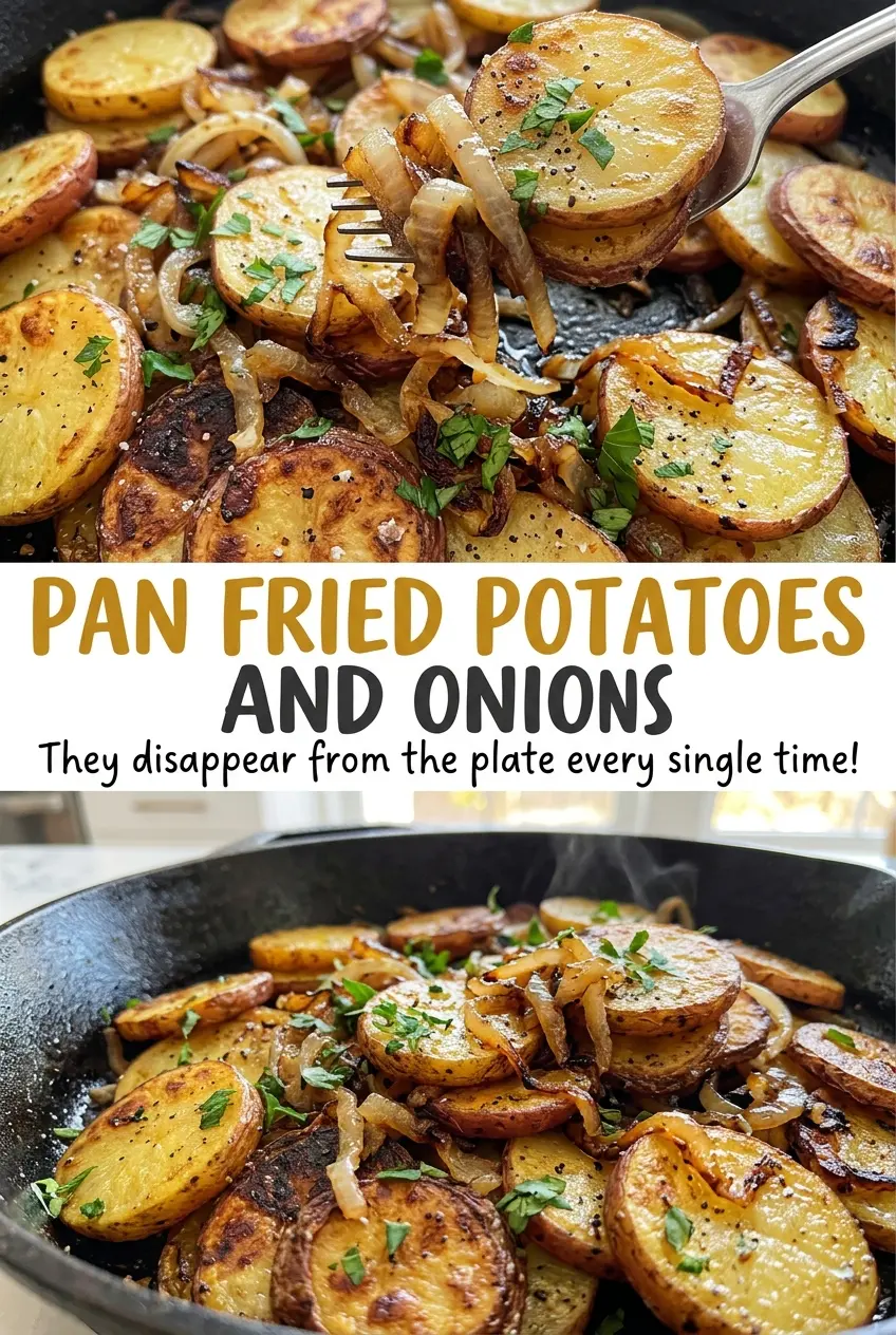 Pan Fried Potatoes and Onions, soft onion and browned potatoes