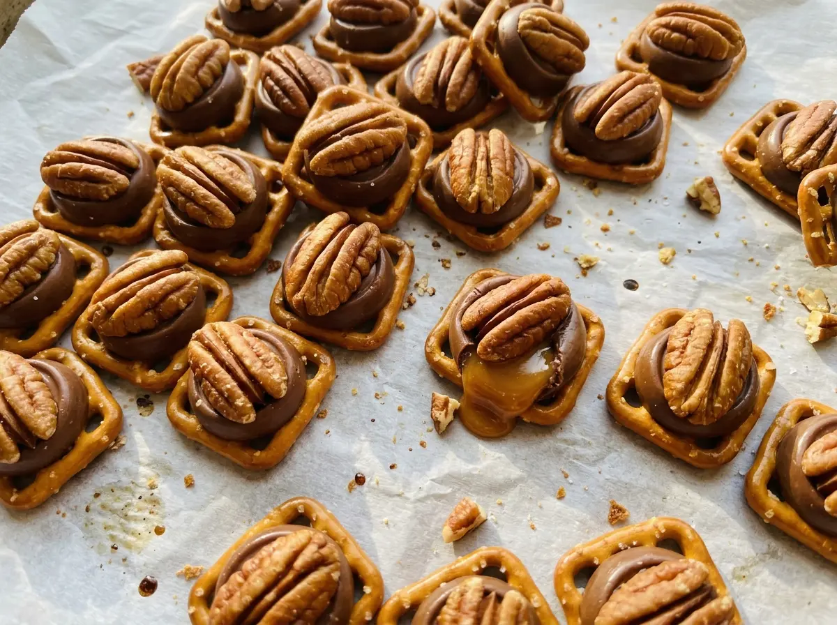 Pecan Rolo Pretzels glossy caramel pecan