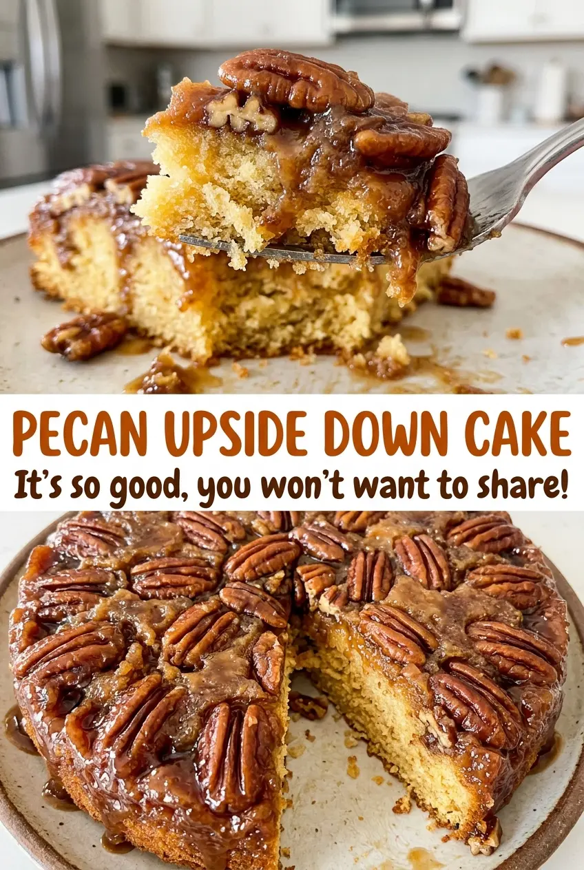 Pecan Upside Down Cake buttery golden crumb