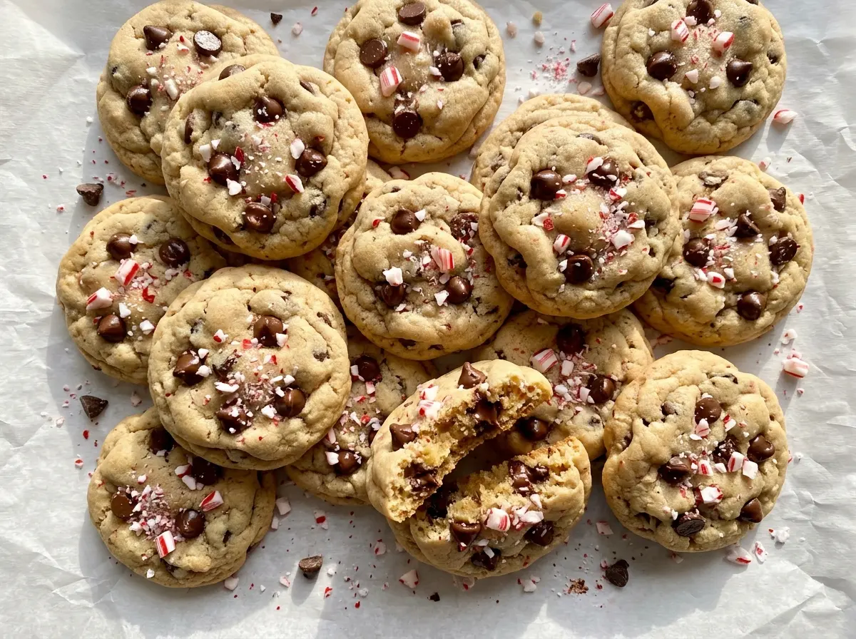 Peppermint Chocolate Chip Cookies, minty and chocolate-studded