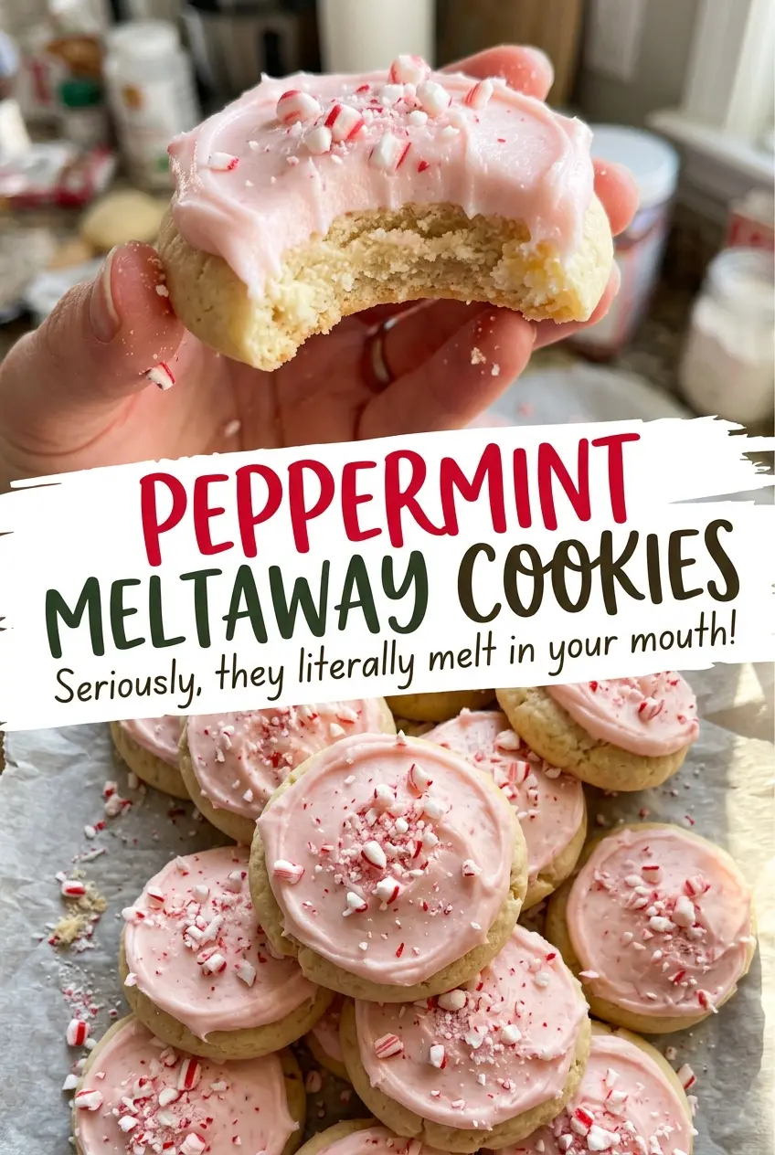 Peppermint Meltaway Cookies with soft centers and mint icing