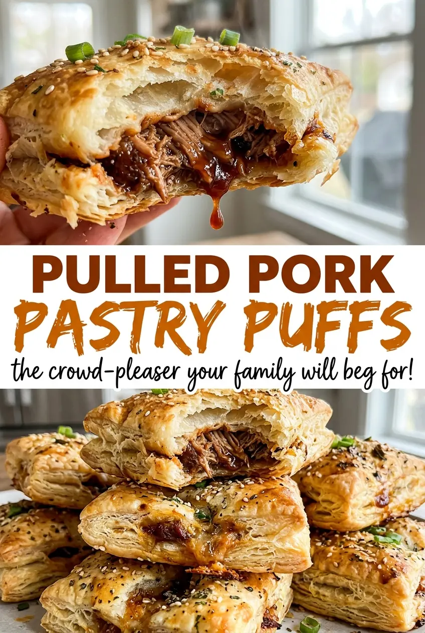 Pulled Pork Pastry Puffs golden flaky triangles
