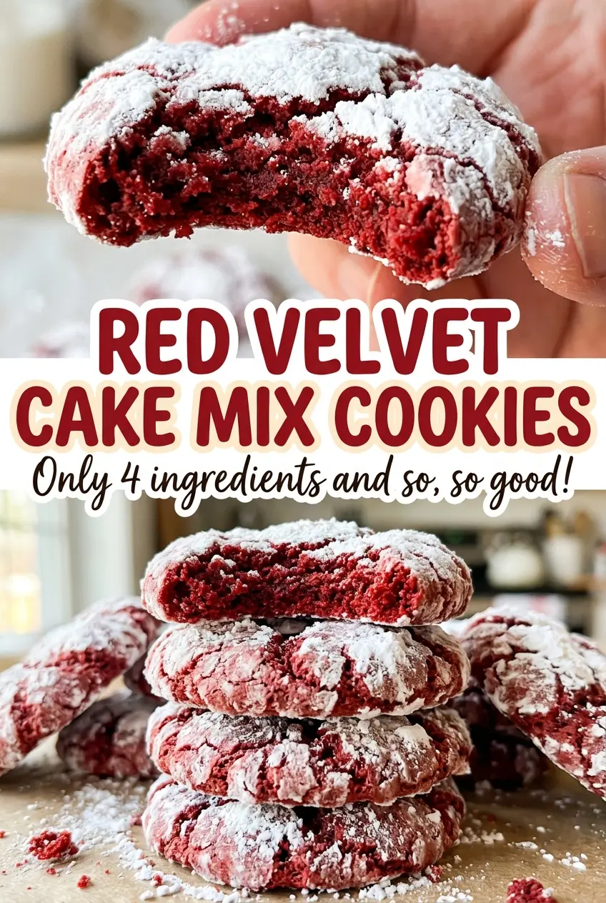 Red Velvet Cake Mix Cookies with white chocolate chips