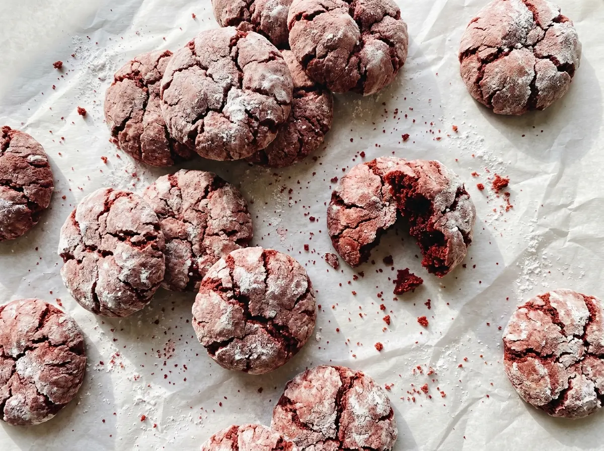 Red Velvet Cake Mix Cookies with soft centers