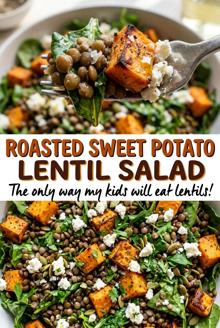 Roasted Sweet Potato Lentil Salad, tender and colorful