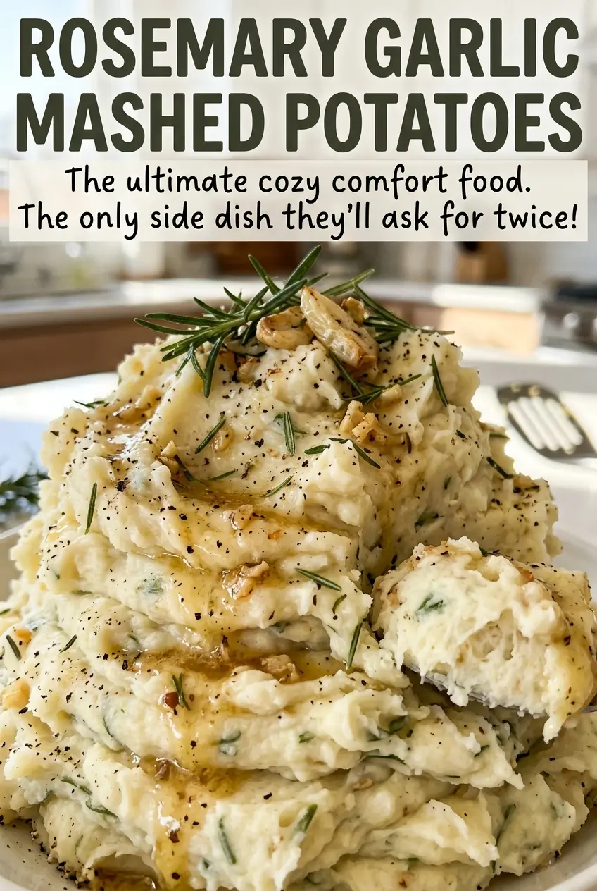 Rosemary Garlic Mashed Potatoes, soft fragrant mash