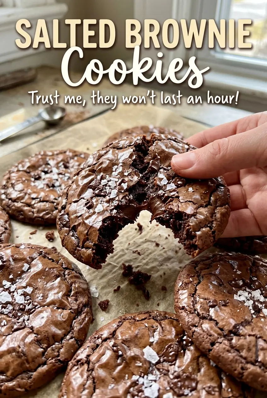 Salted Brownie Cookies fudgy crackled centers