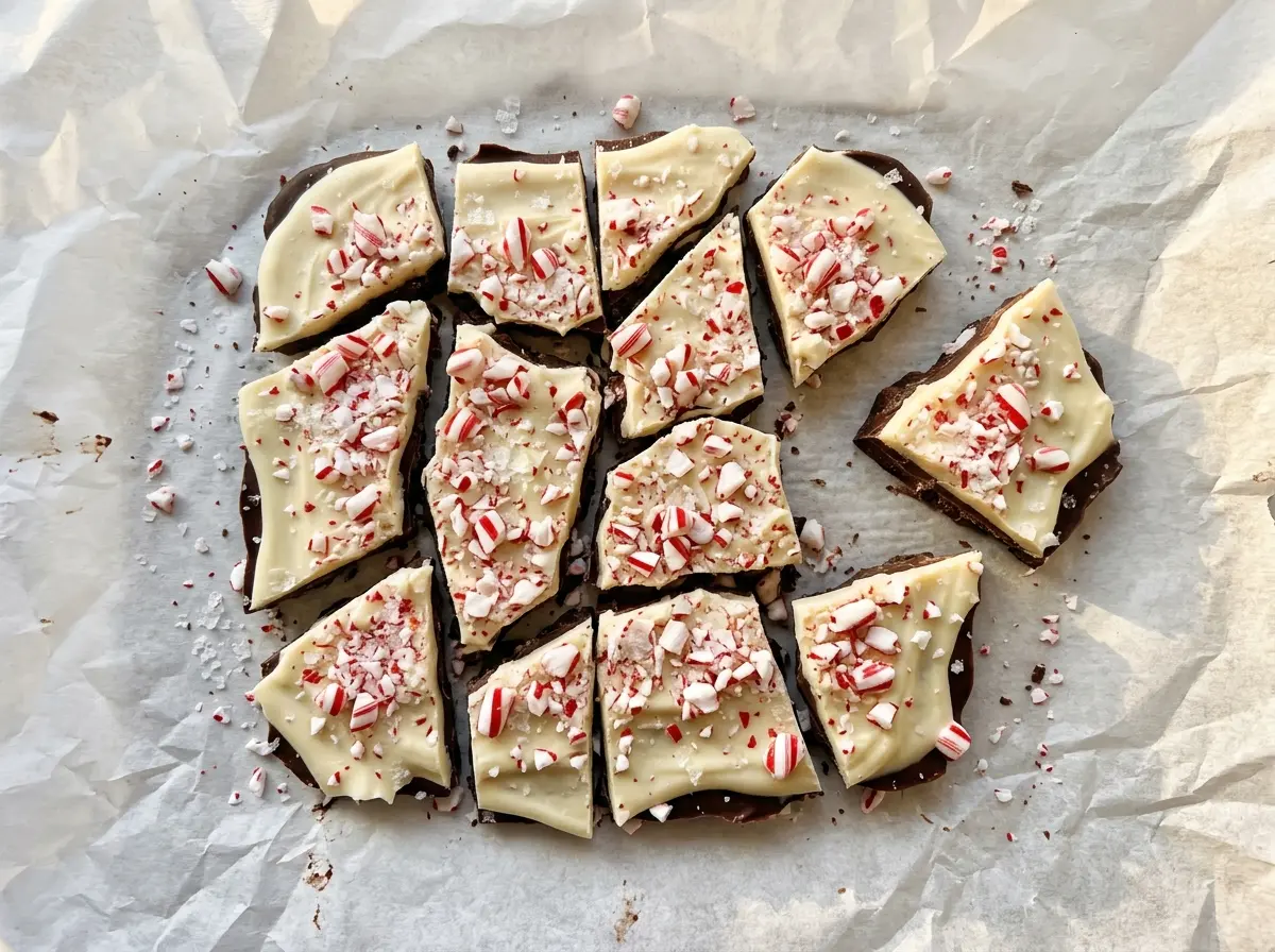 Salted Peppermint Bark, chocolate peppermint layers