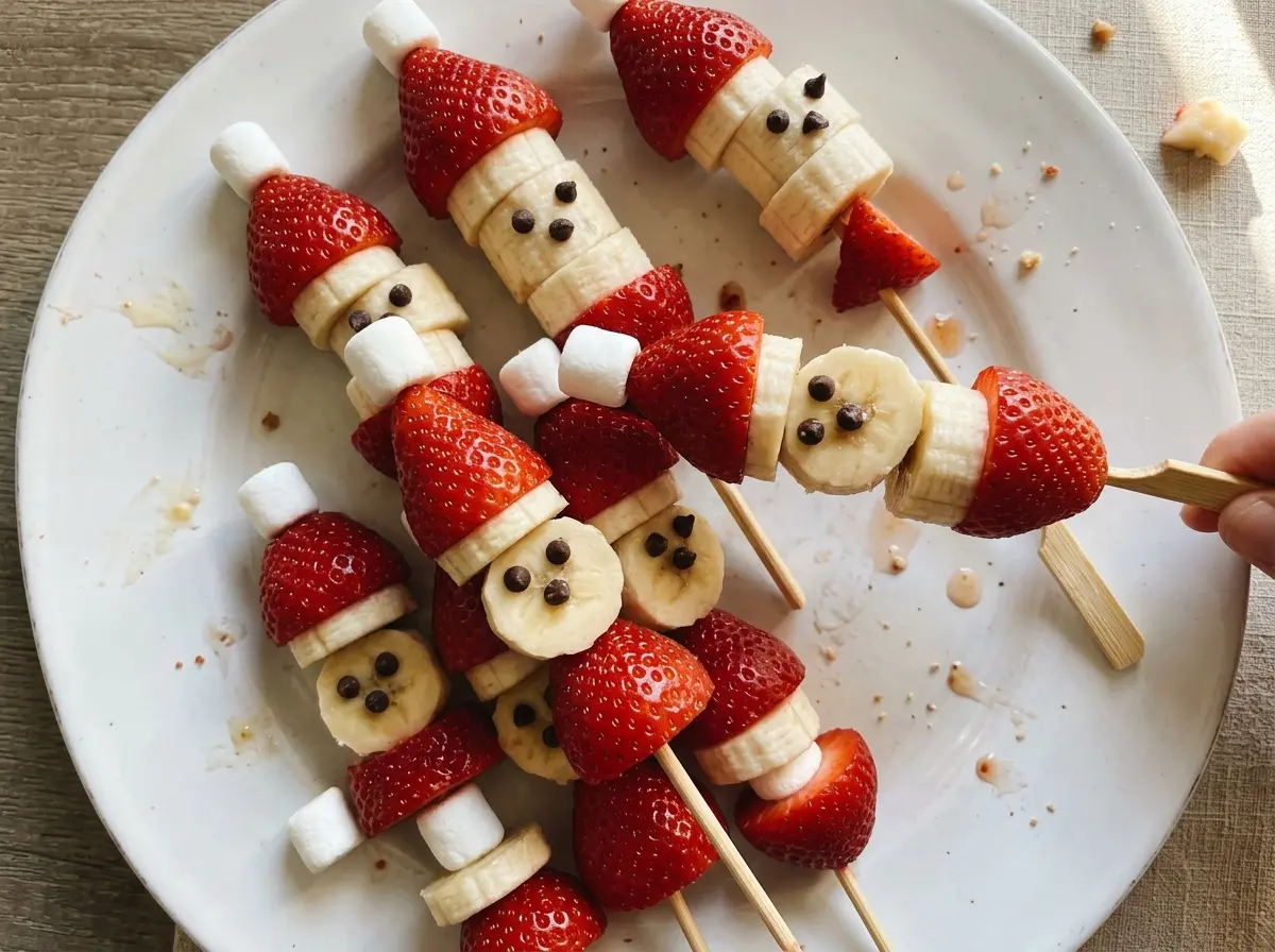 Santa Skewers strawberry banana faces