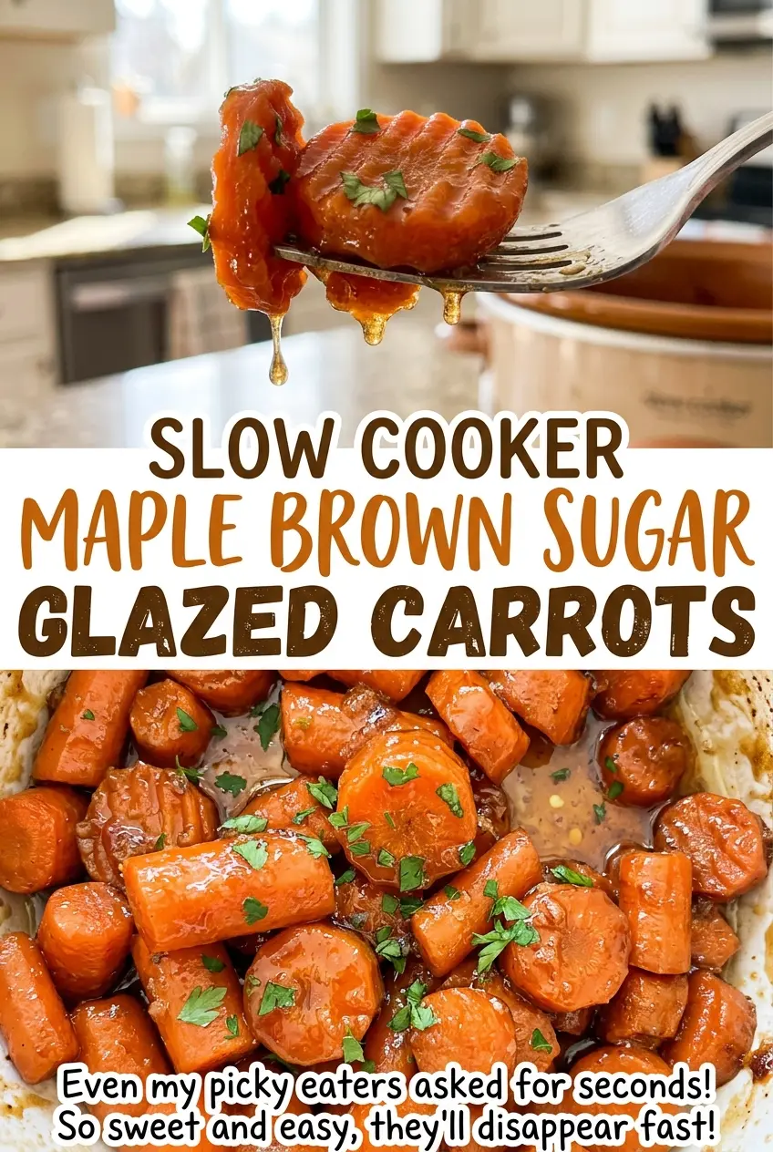 Slow Cooker Maple Brown Sugar Glazed Carrots buttery maple glaze