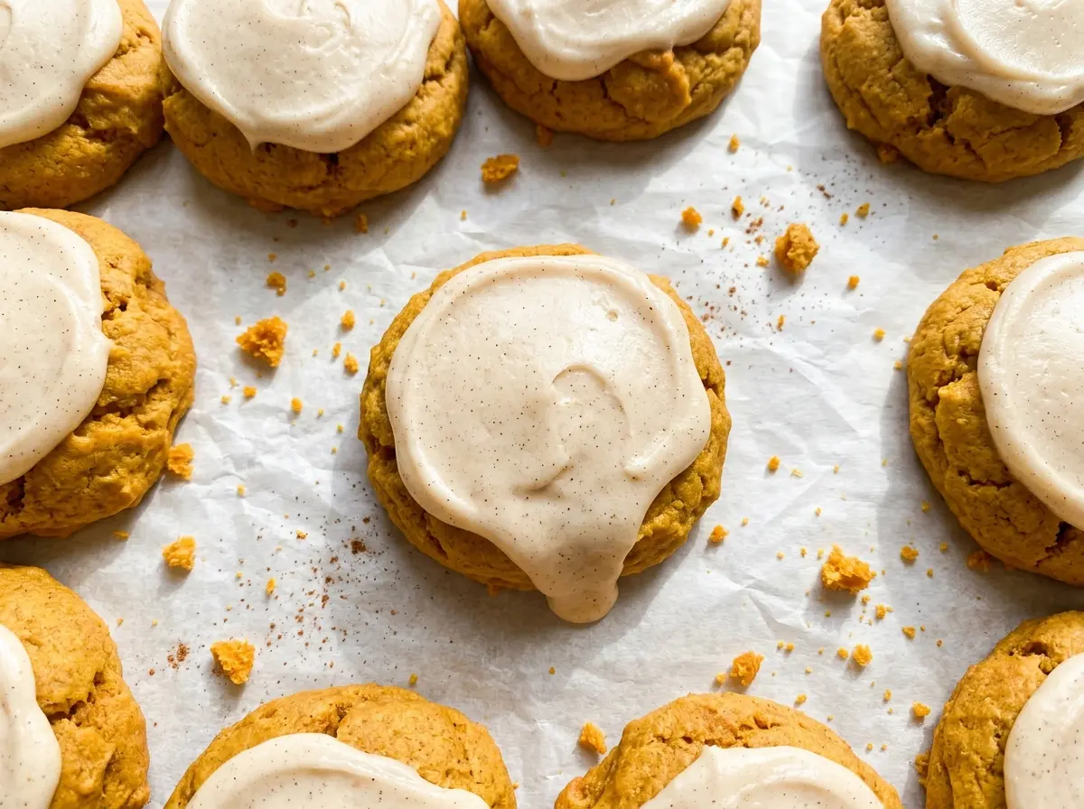 Soft Pumpkin Cookies with Cinnamon Frosting, tender spiced frosted