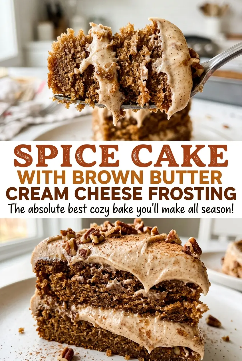 Spice cake with brown butter cream cheese frosting, frosted squares