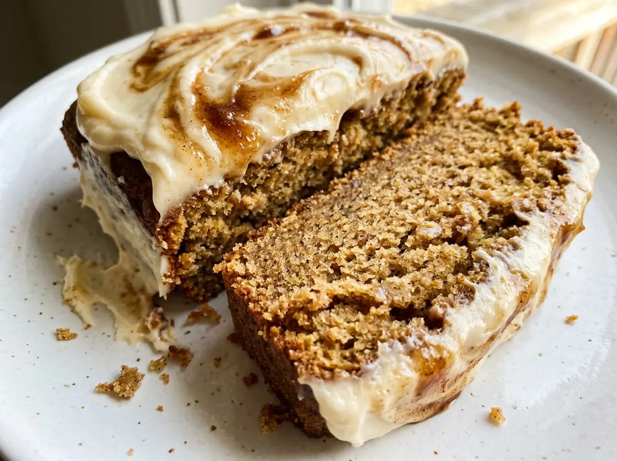 Spice cake with brown butter cream cheese frosting, tender crumb