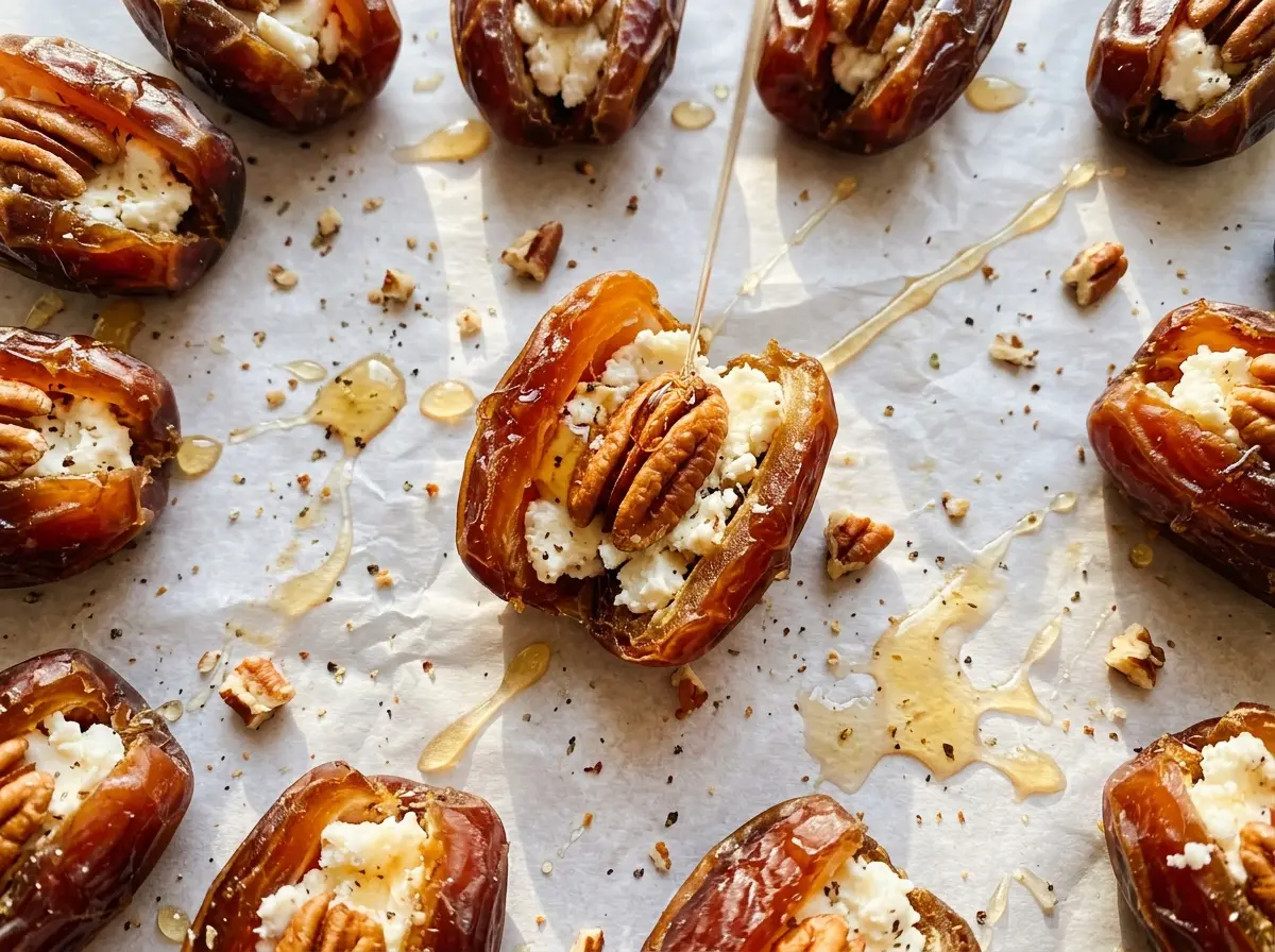 Stuffed Dates with creamy goat cheese