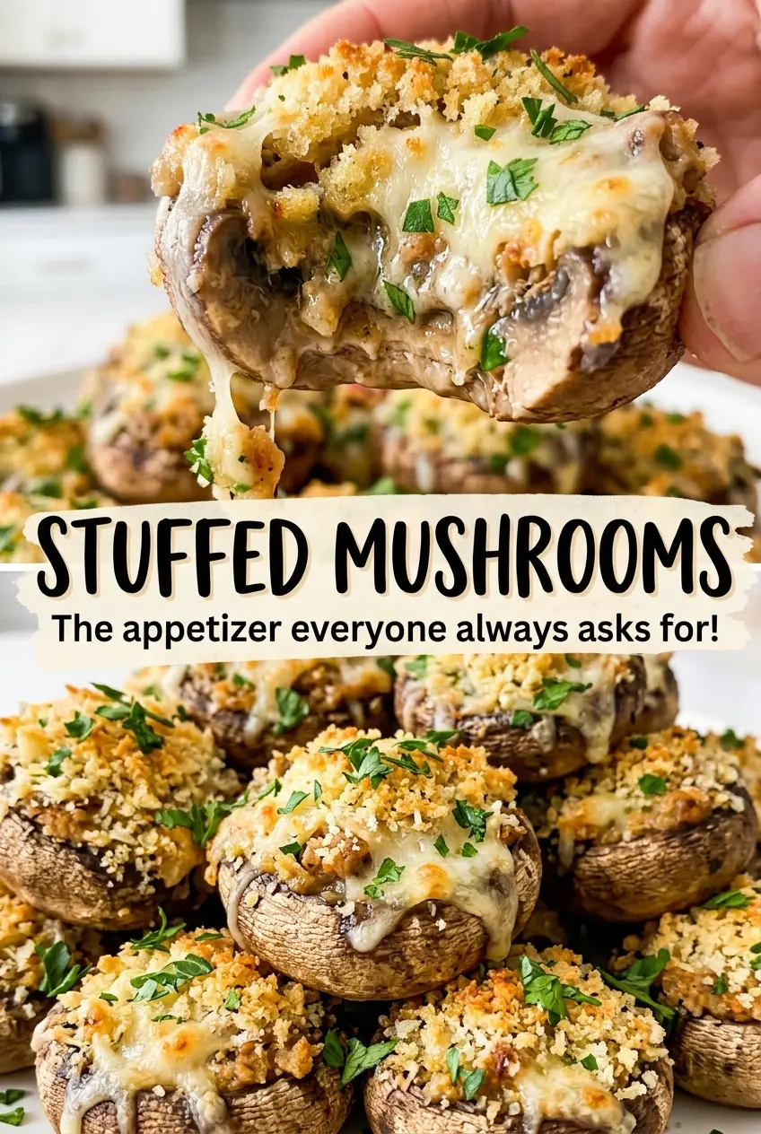 Stuffed mushrooms with golden panko tops
