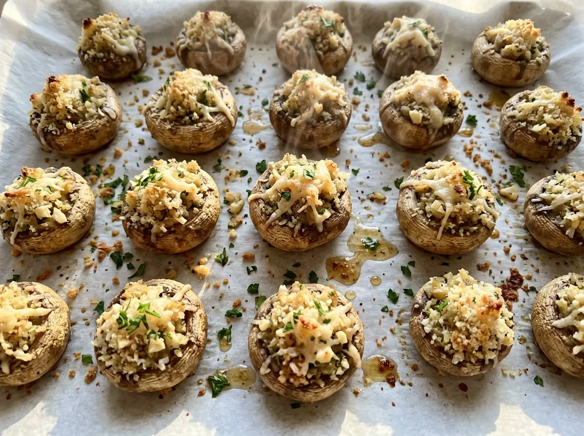 Stuffed mushrooms with golden panko tops