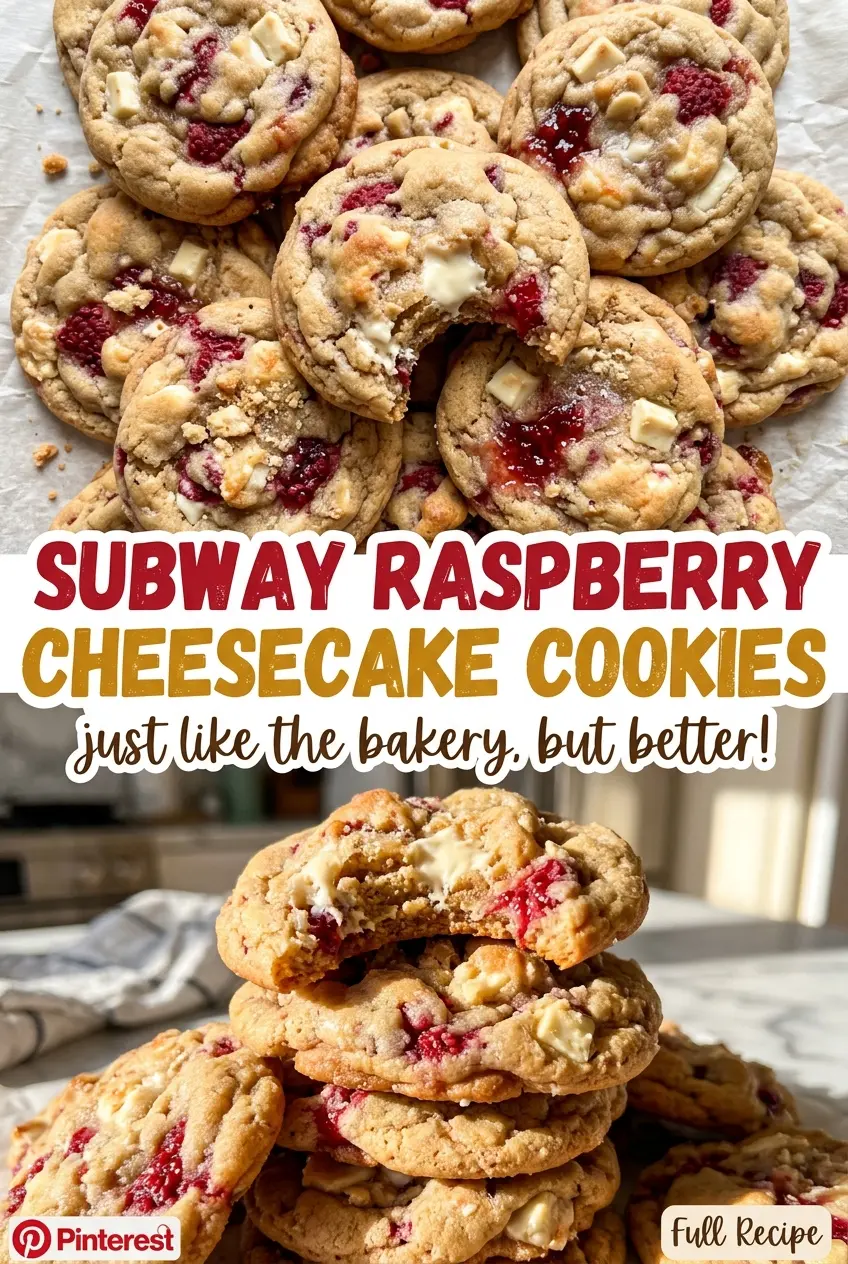 Subway Raspberry Cheesecake Cookies chewy berry flecks