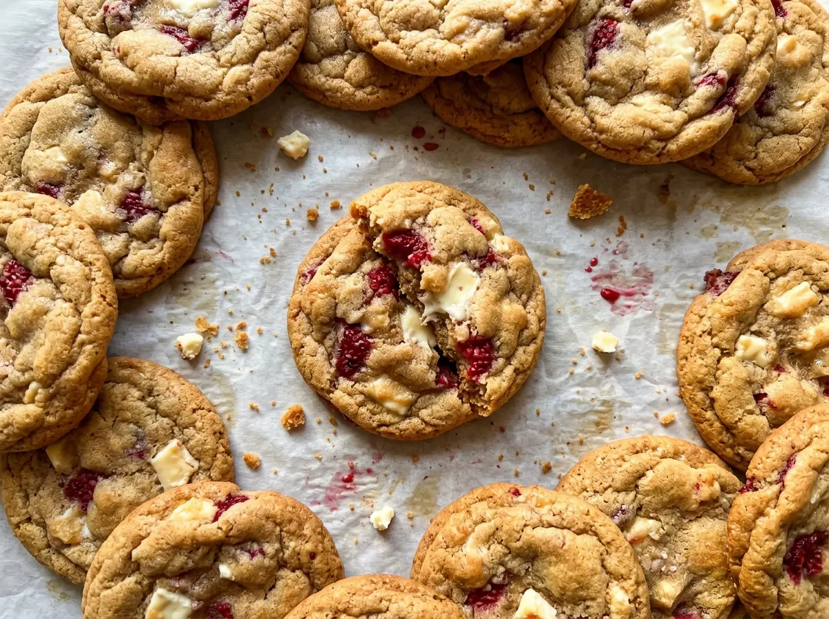 Subway Raspberry Cheesecake Cookies soft raspberry white chocolate