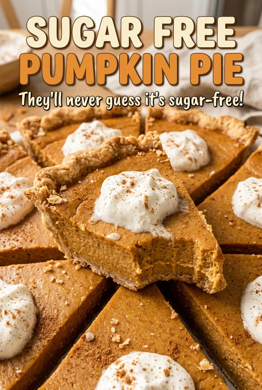 Sugar Free Pumpkin Pie with flaky crust