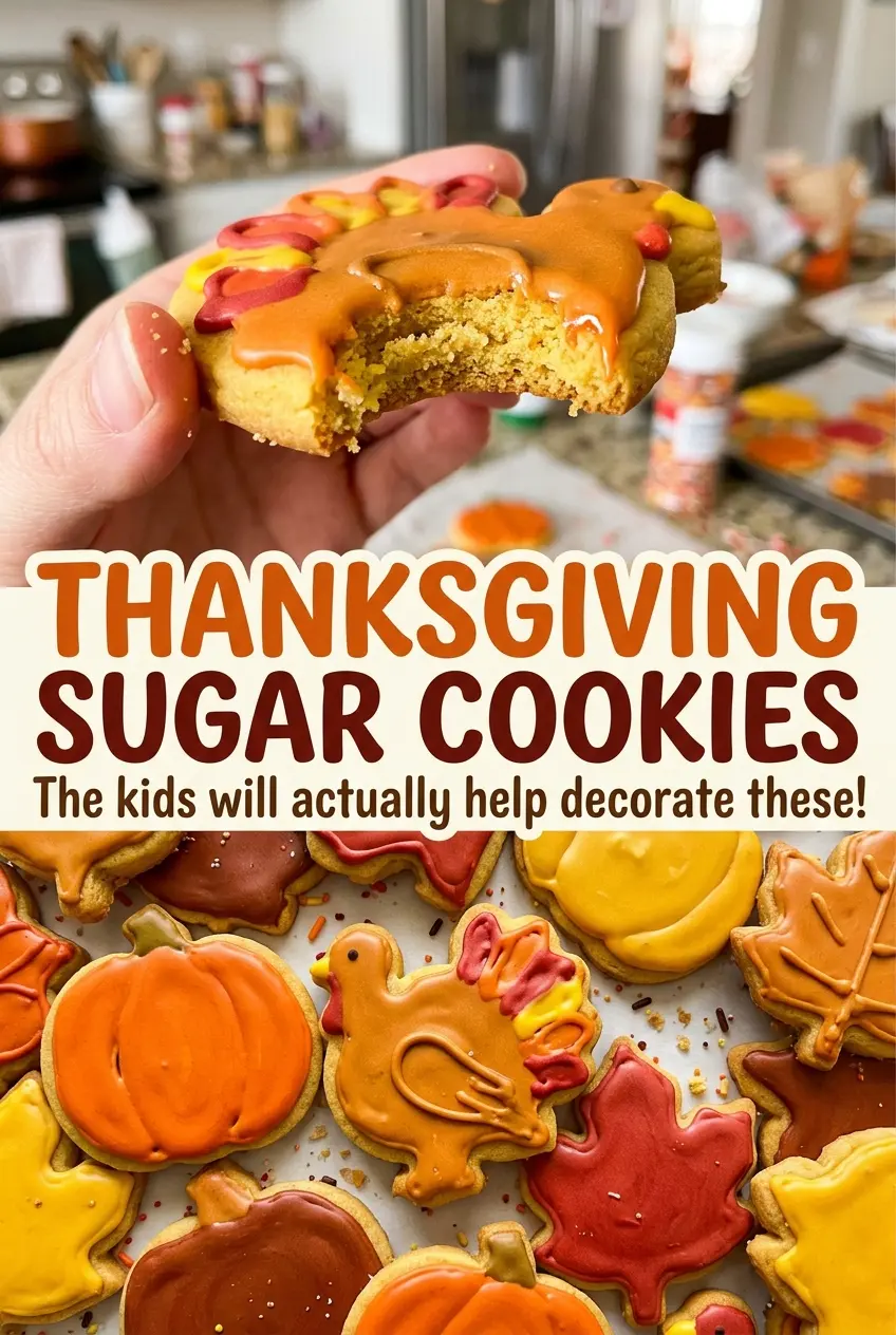Thanksgiving Sugar Cookies with crisp edges and colorful icing
